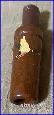 Vintage Nice Wood Signed Glynn Scobey Hand Painted Mallard Duck Call In Box