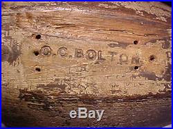Vintage Old Antique Winous Point Ohio Wood Wooden Duck Decoy Signed C. C. BOLTON
