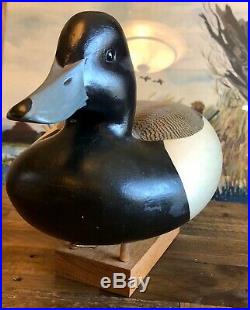Vintage Oversized Ken Ingram Blue Bill Wooden Duck Decoy Peoria IL