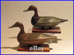 Vintage PAIR Bob McGaw RARE Miniature Hi-Head Red Head Duck Decoys ca. 1930's