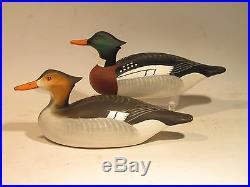 Vintage PAIR Miniature Red Breasted Merganser Duck Decoys Charlie Joiner S&D2012