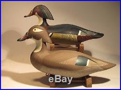 Vintage PAIR Wood Duck Duck Decoys by Captain Bill Collins S&D 1987