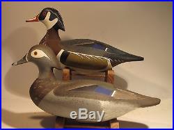 Vintage PAIR Woodduck Duck Decoys by Jim Pierce O. P. Signed +J. P