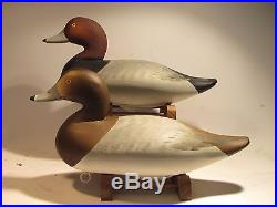 Vintage PAIR of Red Head Duck Decoys by Charlie Joiner Signed S&D 2003