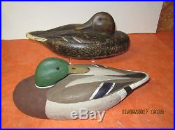Vintage Pair Al Reis Tru Dux mallard Duck Decoys