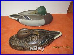 Vintage Pair Al Reis Tru Dux mallard Duck Decoys