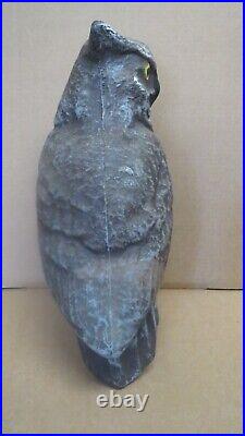 Vintage Paper Mache Owl Decoy with Painted Eyes