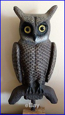 Vintage RARE Swisher & Soules Paper Mache Owl Crow Decoy WITH BOX