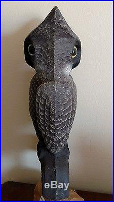 Vintage RARE Swisher & Soules Paper Mache Owl Crow Decoy WITH BOX