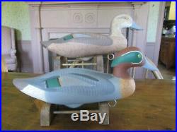 Vintage R. Madison Mitchell Pair S/d Green Wing Teal Duck Decoys