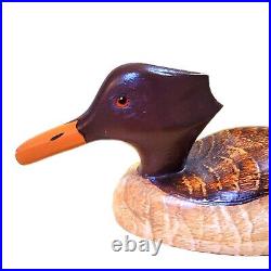 Vintage Red Breasted Merganser Duck Decoy Glass Eyes Hand Painted Signed