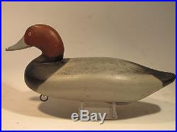 Vintage Red Head Drake Duck Decoy by Jim Currier ca. 1940's O. P