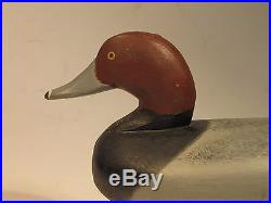 Vintage Red Head Drake Duck Decoy by Jim Currier ca. 1940's O. P