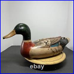 Vintage Signed 1982 Tom Taber Hersey Kyle Jr Wood Mallard Duck Decoy 19 x 7