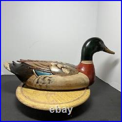 Vintage Signed 1982 Tom Taber Hersey Kyle Jr Wood Mallard Duck Decoy 19 x 7