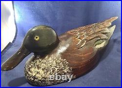 Vintage Signed Leo Koppy Mallard Duck Carved Wood Decoy