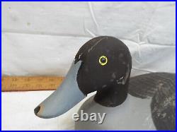 Vintage Signed Working Wooden Lesser Scaup Duck Decoy Hunting Bird Weight Wood