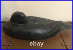 Vintage Solid Wood Carved S Chase Nantucket Sleeping Black Duck Decoy Very Rare