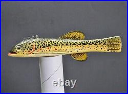 Vintage Sonny Bashore Brook Trout 7 1/4 Carved Fishing Fish Decoy Paulding OH