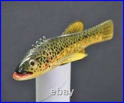 Vintage Sonny Bashore Brook Trout 7 1/4 Carved Fishing Fish Decoy Paulding OH