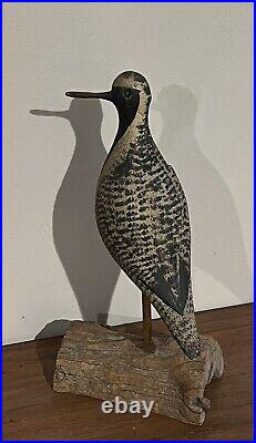 Vintage Thomas Langan Carved Wood Black Bellied Plover Shorebird Duck Decoy