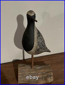 Vintage Thomas Langan Carved Wood Black Bellied Plover Shorebird Duck Decoy