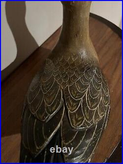 Vintage Thomas Langan Carved Wood Large Herring Gull Bird Duck Decoy