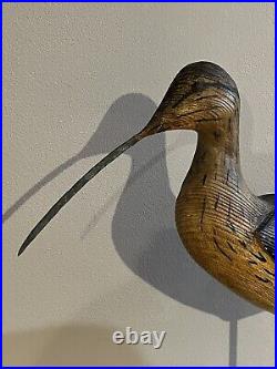 Vintage Thomas Langan Wood Long-Billed Curlew Shorebird Decoy Copper Bill 19 L