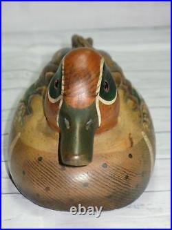 Vintage Tom Taber Hand Carved Green Wing Teal Wood Duck Decoy EXCELLENT RARE