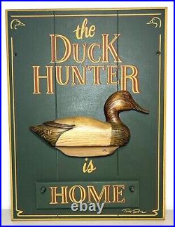 Vintage Tom Taber The Duck Hunter Is Home / Gone 18x24 Decoy Sign 1988/1989