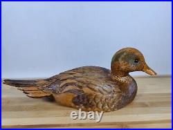 Vintage Vic Schoonover 1985 Wood Folk Art Carved Wigeon Duck