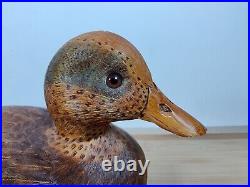 Vintage Vic Schoonover 1985 Wood Folk Art Carved Wigeon Duck