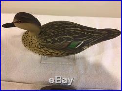 Vintage Wildfowler Green Winged Teal Duck Decoy Pair, Oliver Lawson Paint Signed