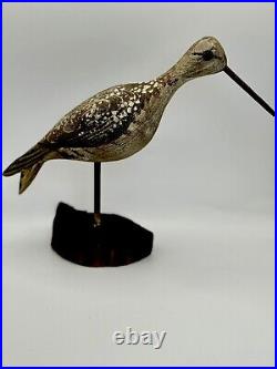 Vintage William E Kirkpatrick Wood Carved Shorebird Decoy Signed WEK