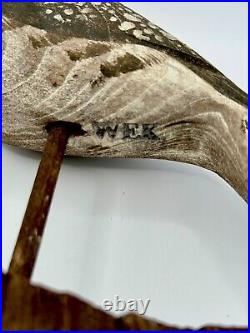 Vintage William E Kirkpatrick Wood Carved Shorebird Decoy Signed WEK