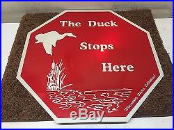 Vintage Wisconsin Ducks Unlimited 18 Reflective The Duck Stops Here Sign Rare