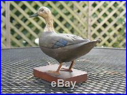 Vintage Wood Carving Black Mallard Duck 1940 Harold Sears Jr. #1