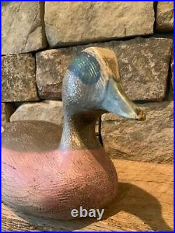 Vintage Wood Duck Decoy Hand Carved Painted Mallard 15 Makers Mark RNC