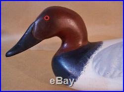 Vintage Wood Hand Carved DUCK DECOY Canvasback Drake McGaw Capt Harry Maryland