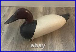Vintage Wooden Canvasback Duck Decoy Painted Eyes