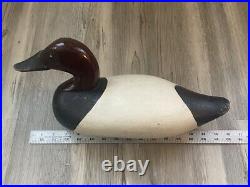 Vintage Wooden Canvasback Duck Decoy Painted Eyes