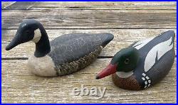 Vintage Wooden Duck Decoys Branded & signed Dave Frier