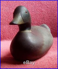 Vintage Wooden Painted Duck Decoy w. Glass Eyes, Bluebill Mason
