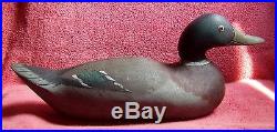Vintage Wooden Painted Duck Decoy w. Glass Eyes, Bluebill Mason