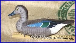 Vintage Wooden Vernon Bryant Carved Blue Wing Teal Duck Decoy