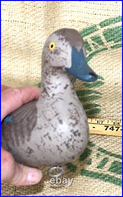 Vintage Wooden Vernon Bryant Carved Blue Wing Teal Duck Decoy