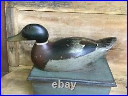 Vintage antique old wooden working Mason Premier Mallard Drake duck decoy