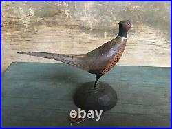 Vintage antique old wooden working Wendell Gilly MINI Pheasant decoy