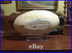 Vintage antique old wooden working early Eastern Shore Canvasback duck decoy