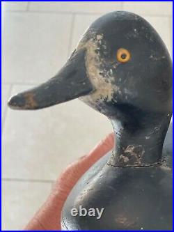 Vintage antique wooden duck decoys rare hollow blue bill hen John Schweikart